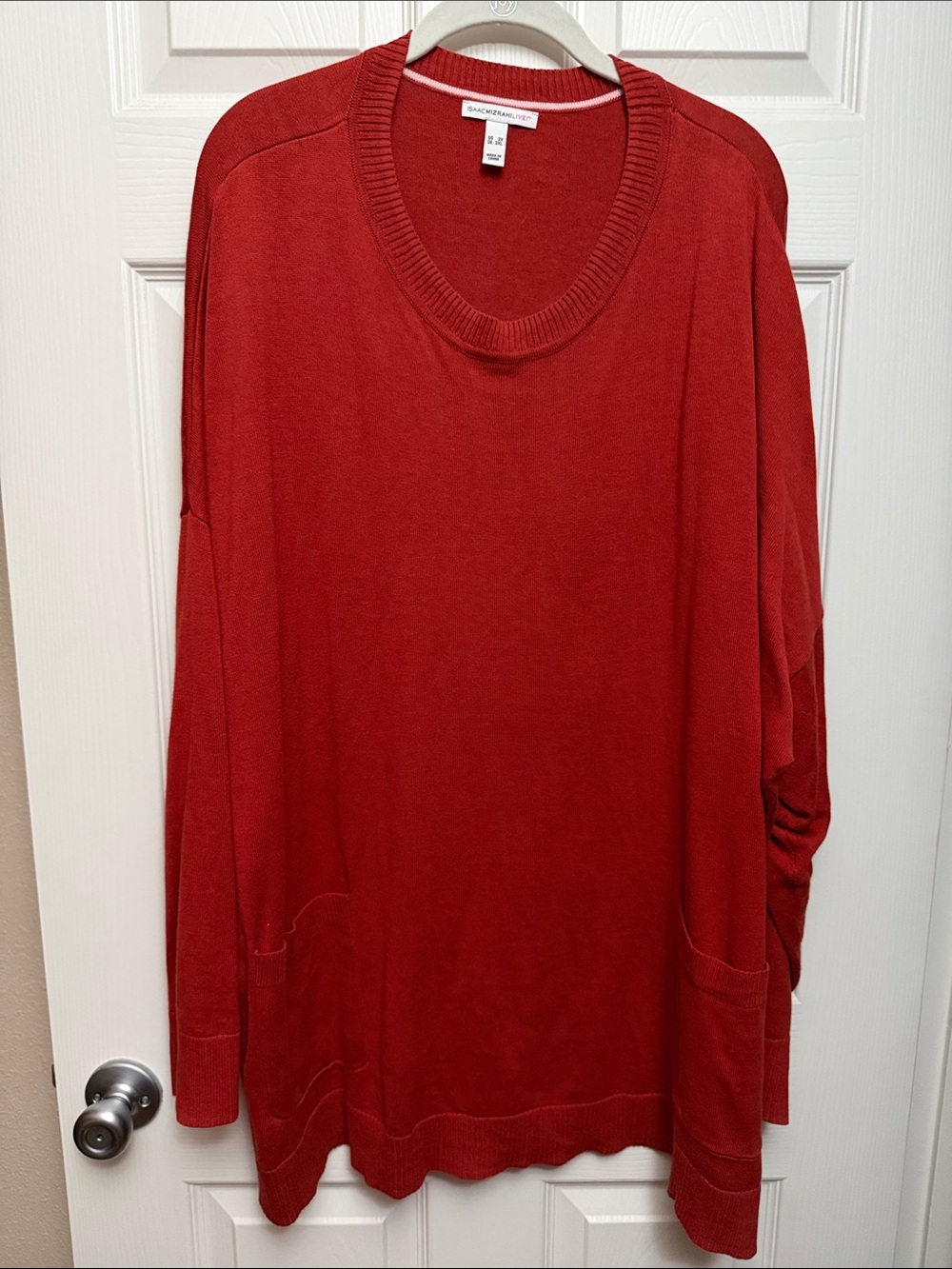 Isaac Mizrahi Deep Burnt Orange/Red Scoopneck Knit Tunic